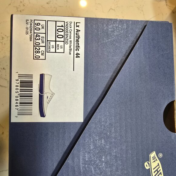 Vans Premium Authentic 44 White Blue DUCK CANVAS Mens Size 10 VN000EBNZ5D NEW - Picture 9 of 9